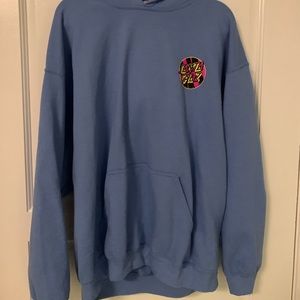 BLUE SANTA CRUZ HOODIE WITH COLORFUL LOGO: Size L/XL